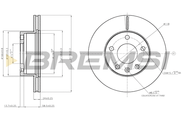 Disque de frein BREMSI CD7643V