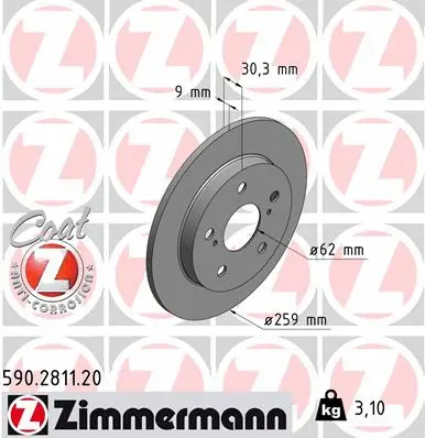 Disque de frein ZIMMERMANN 590.2811.20