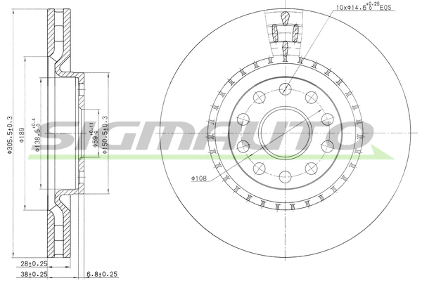 Disque de frein SIGMAUTO DBB162V