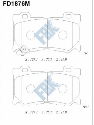 Kit de plaquettes de frein, frein à disque FBK FD1876M
