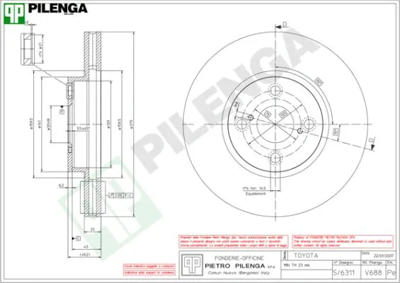 Disque de frein PILENGA V688