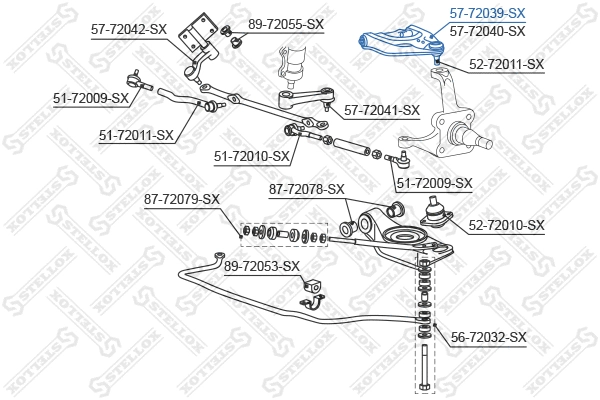 Bras de liaison, suspension de roue STELLOX 57-72039-SX