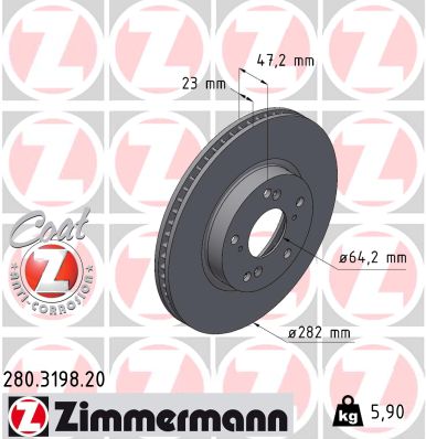 Disque de frein ZIMMERMANN 280.3198.20