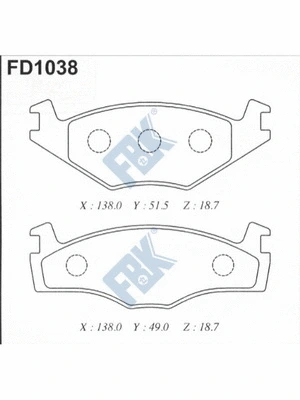 Kit de plaquettes de frein, frein à disque FBK FD1038