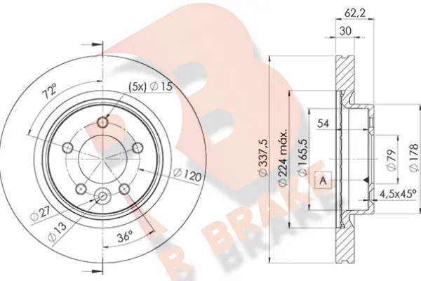 Disque de frein R BRAKE 78RBD27362