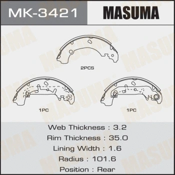 Jeu de mâchoires de frein MASUMA MK-3421