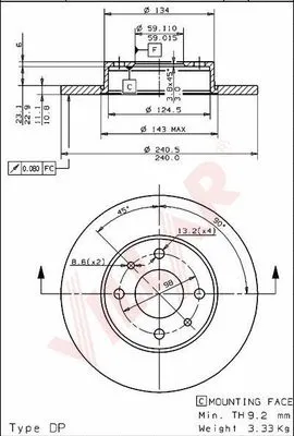 Disque de frein VILLAR 628.1731