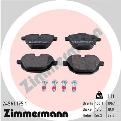 Kit de plaquettes de frein, frein à disque ZIMMERMANN 24561.175.1