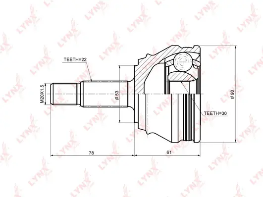 Jeu de joints, arbre de transmission LYNXAUTO CO-8013A