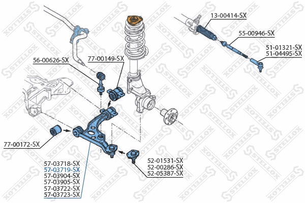 Bras de liaison, suspension de roue STELLOX 57-03719-SX