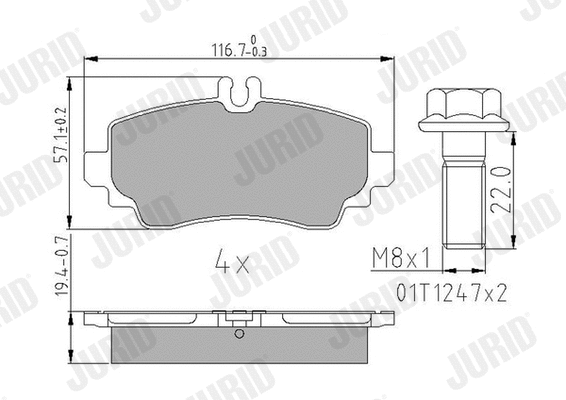 Kit de plaquettes de frein, frein à disque JURID 573100J