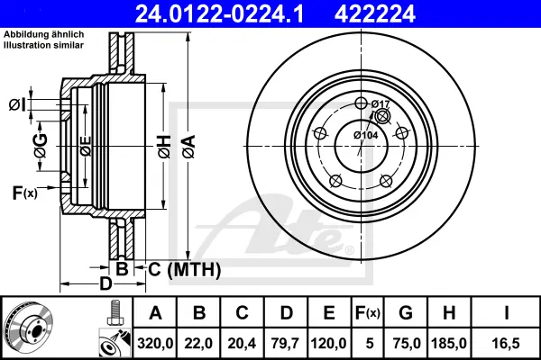 Disque de frein ATE-APAC 24.0122-0224.1