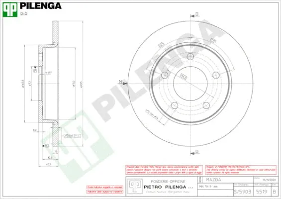 Disque de frein PILENGA 5519