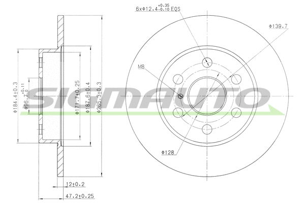 Disque de frein SIGMAUTO DBA786S