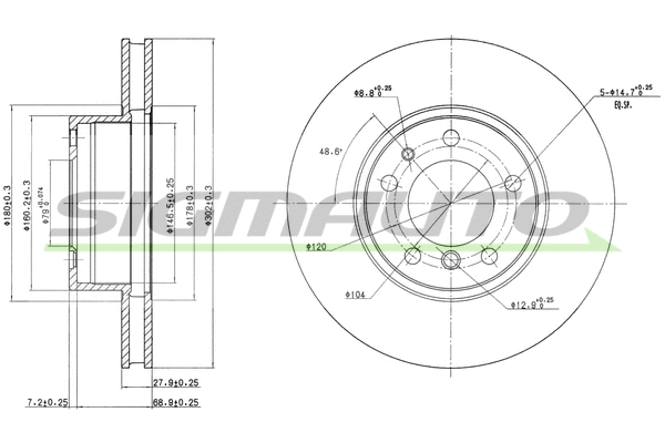 Disque de frein SIGMAUTO DBA222V
