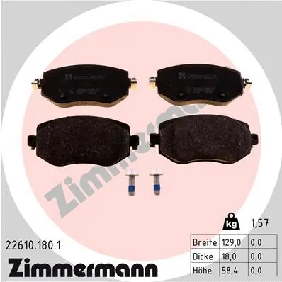 Kit de plaquettes de frein, frein à disque ZIMMERMANN 22610.180.1