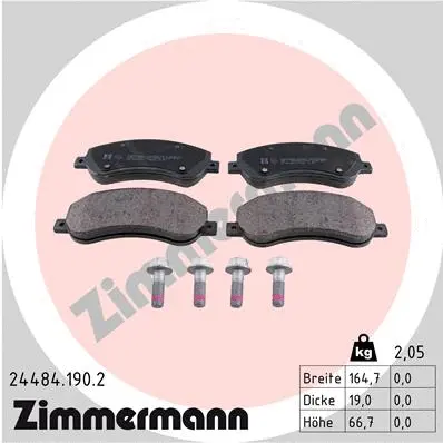 Kit de plaquettes de frein, frein à disque ZIMMERMANN 24484.190.2