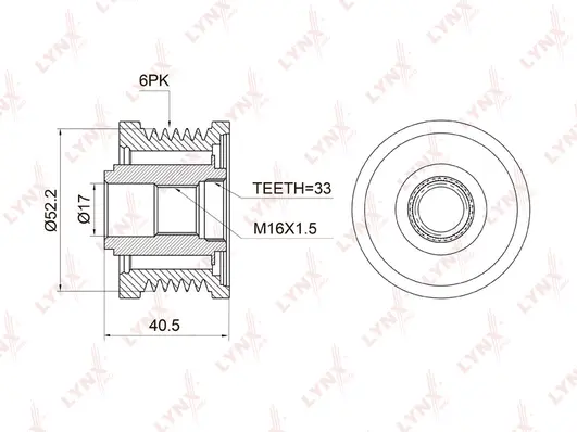 Poulie roue libre, alternateur LYNXAUTO PA-1008