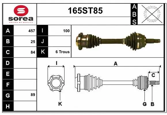 Arbre de transmission STARTCAR 165ST85