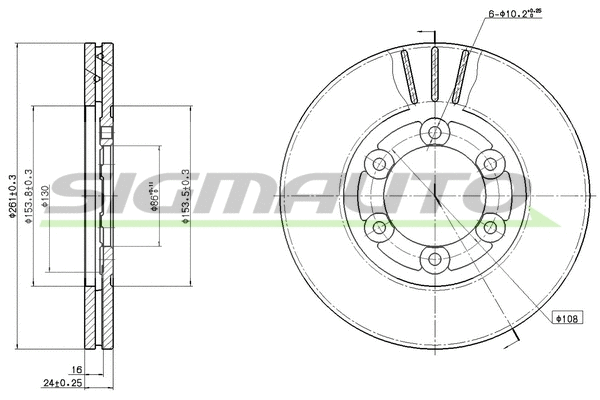 Disque de frein SIGMAUTO DBC161V