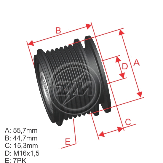 Poulie roue libre, alternateur ZM ZM 96.000.05