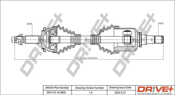 Arbre de transmission Dr!ve+ DP2110.10.0903