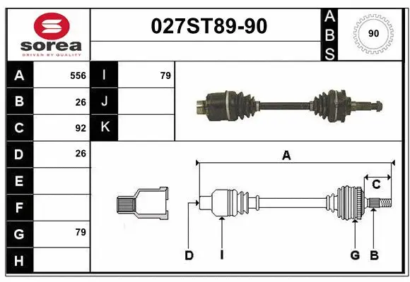 Arbre de transmission STARTCAR 027ST89-90