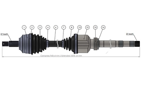 Arbre de transmission SERCORE 221828