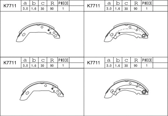 Jeu de mâchoires de frein ASIMCO K7711