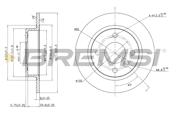 Disque de frein BREMSI CD6226S