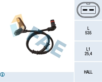 Capteur, vitesse de roue FAE 78136
