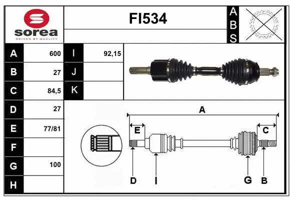 Arbre de transmission SERA FI534
