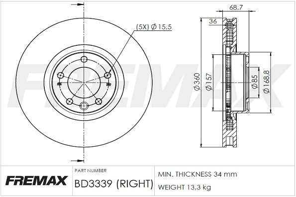Disque de frein FREMAX BD-3339
