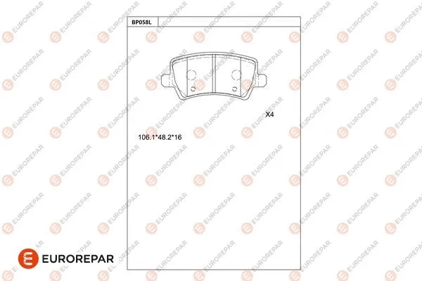 Kit de plaquettes de frein, frein à disque EUROREPAR 1681216880