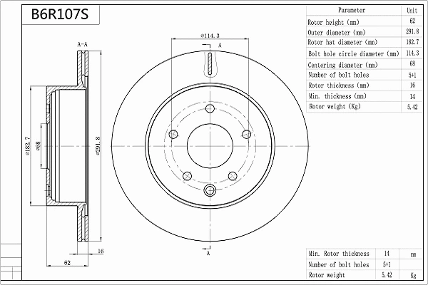 Disque de frein AISIN B6R107S
