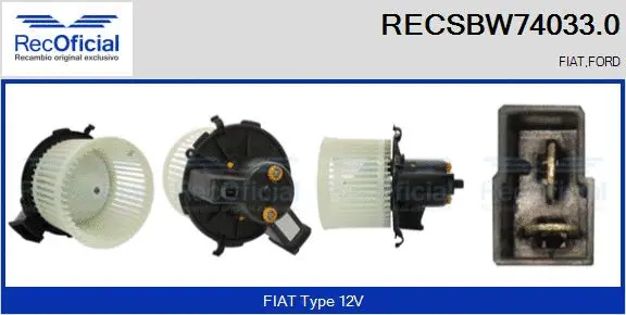 Pulseur d'air habitacle RECOFICIAL RECSBW74033.0