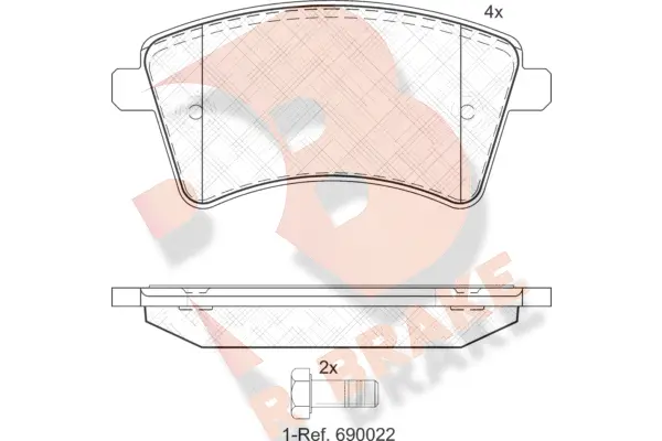 Kit de plaquettes de frein, frein à disque R BRAKE RB1854-200