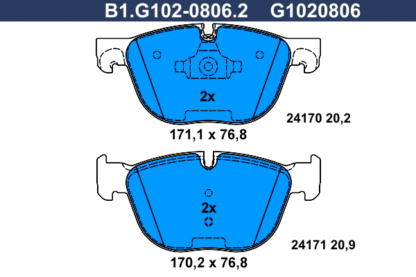 Kit de plaquettes de frein, frein à disque GALFER B1.G102-0806.2