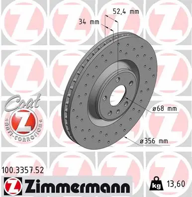 Disque de frein ZIMMERMANN 100.3357.52