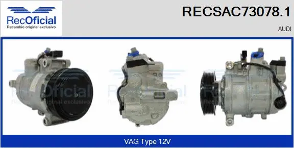 Compresseur, climatisation RECOFICIAL RECSAC73078.1