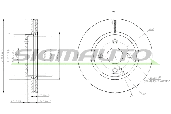 Disque de frein SIGMAUTO DBB738V
