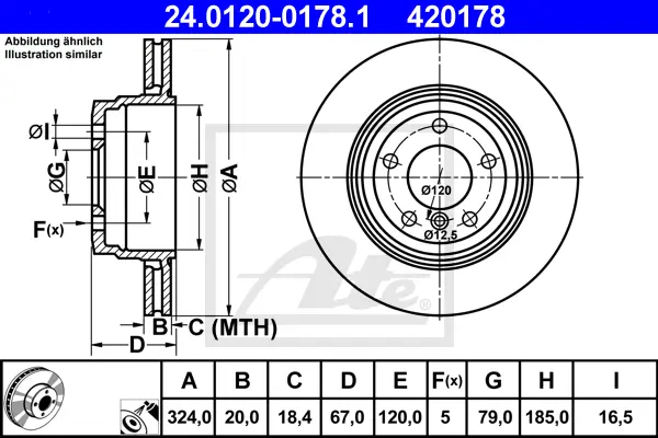 Disque de frein ATE-APAC 24.0120-0178.1