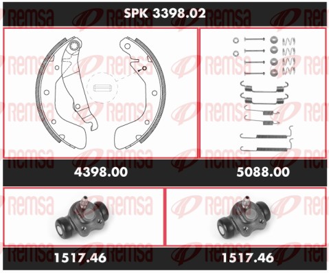 Kit de freins, freins à tambours REMSA SPK 3398.02