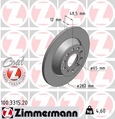 Disque de frein ZIMMERMANN 100.3315.20
