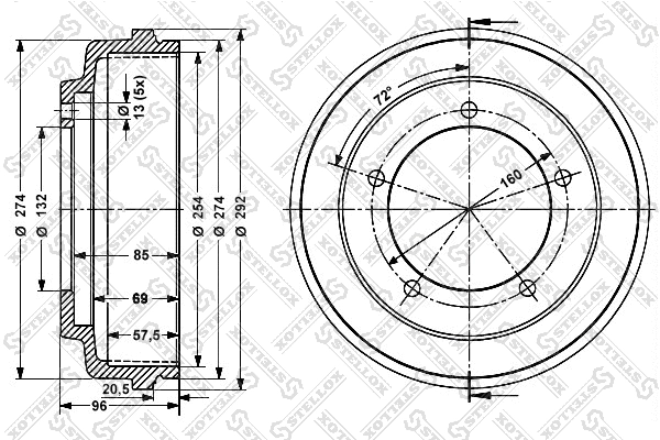 Tambour de frein STELLOX 6026-2508-SX
