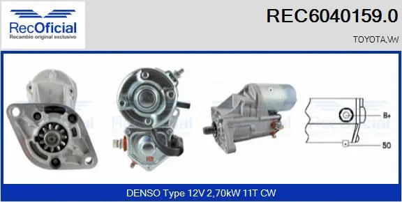 Démarreur RECOFICIAL REC6040159.0