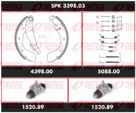 Kit de freins, freins à tambours REMSA SPK 3398.03