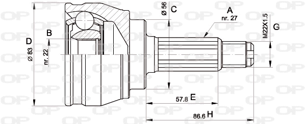 Jeu de joints, arbre de transmission OPEN PARTS CVJ5241.10