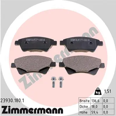 Kit de plaquettes de frein, frein à disque ZIMMERMANN 23930.180.1