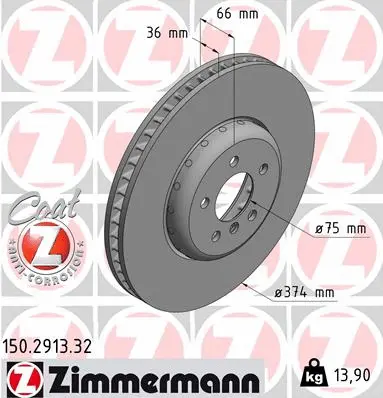 Disque de frein ZIMMERMANN 150.2913.32